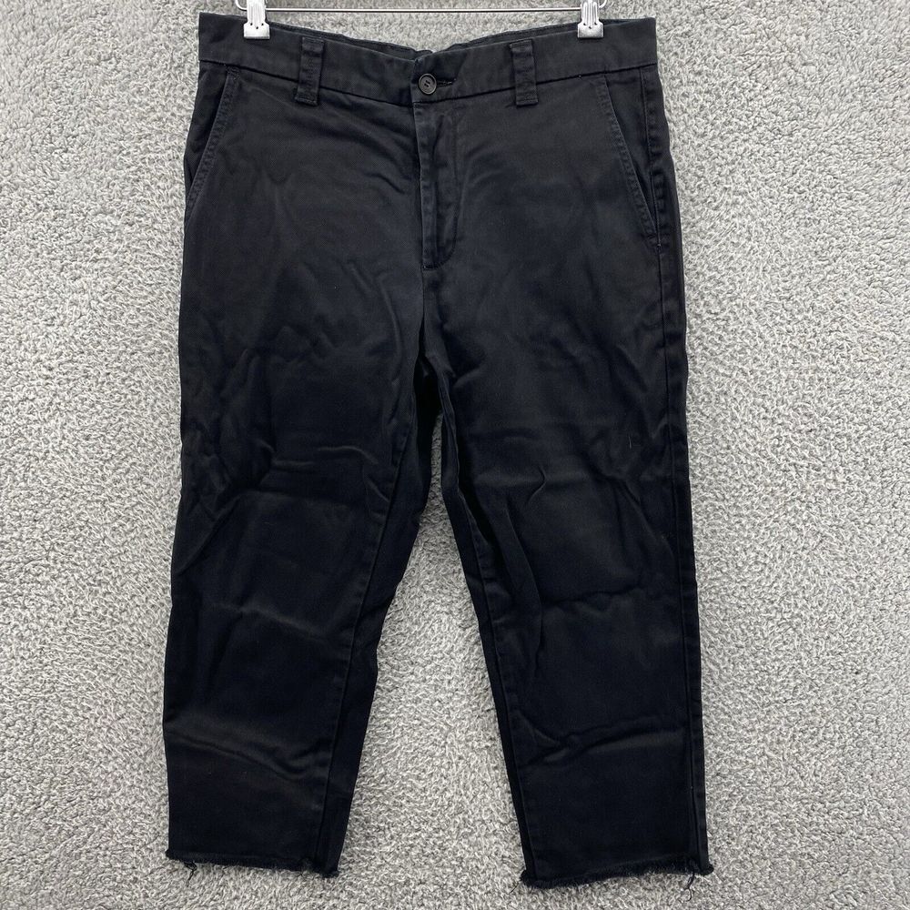 Zara Men's Size 32 Black Jeans Denim Mid Rise Button Fly Cutoff Leg‎ 22" Inseam